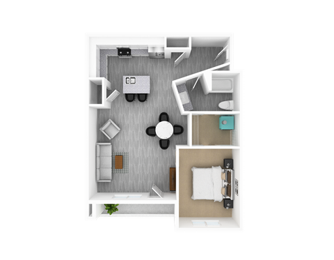 1 Bedroom 1 Bathroom, 935 sq ft,  Banyan Floorplan at The Whit in Indianapolis, IN 46204